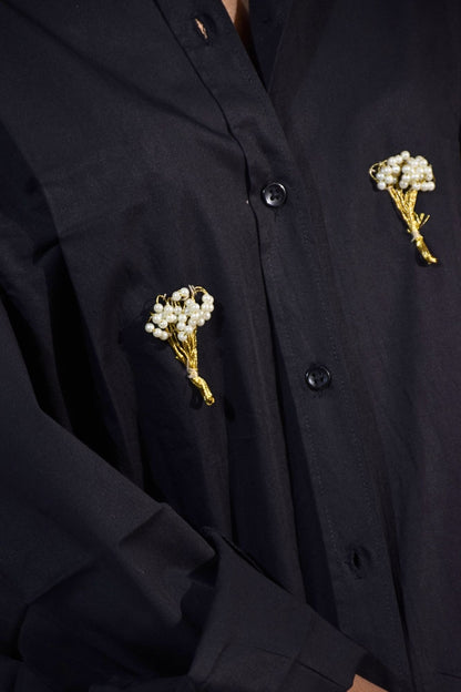 Tree Of life Embellished Handcrafted Oversized Shirt Black