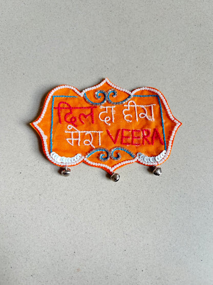 Dil Da Heera Mera Veera Embroidered oversized T Shirt White