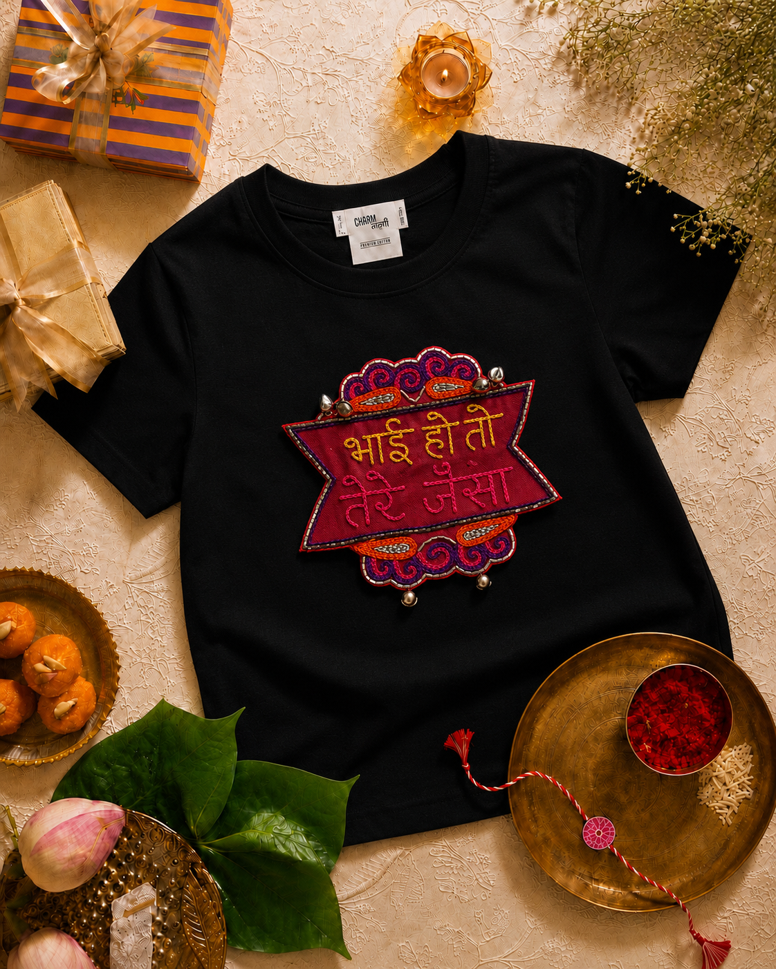 Bhai ho to tere jaisa Hand Embroidered oversized T Shirt