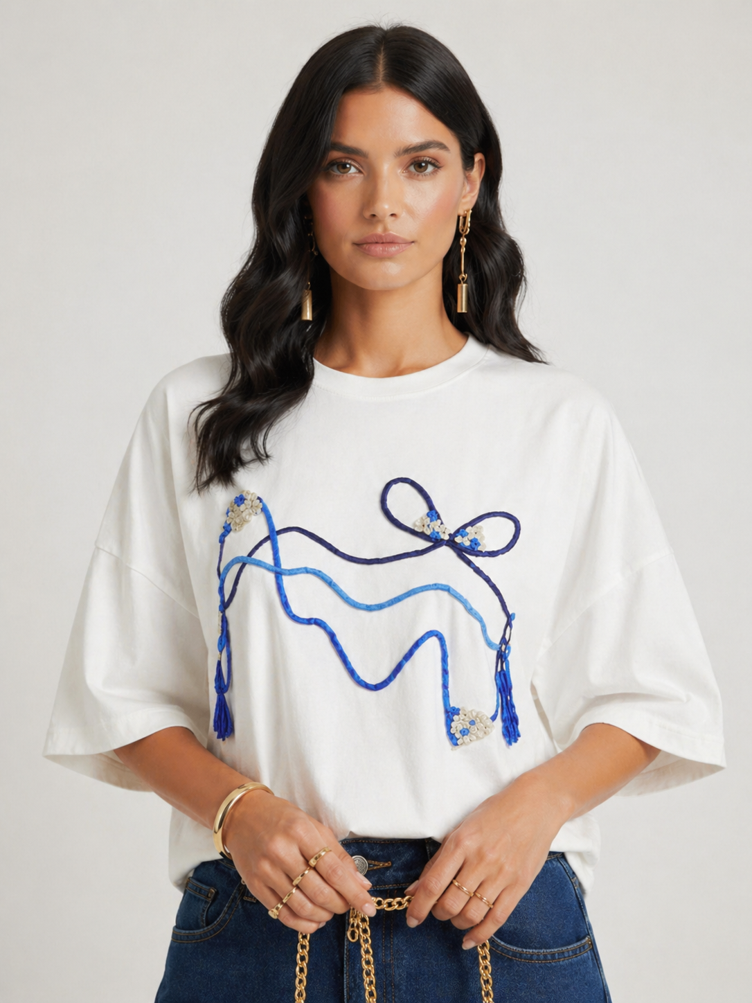 Wave Charm Dori oversized T-shirt White