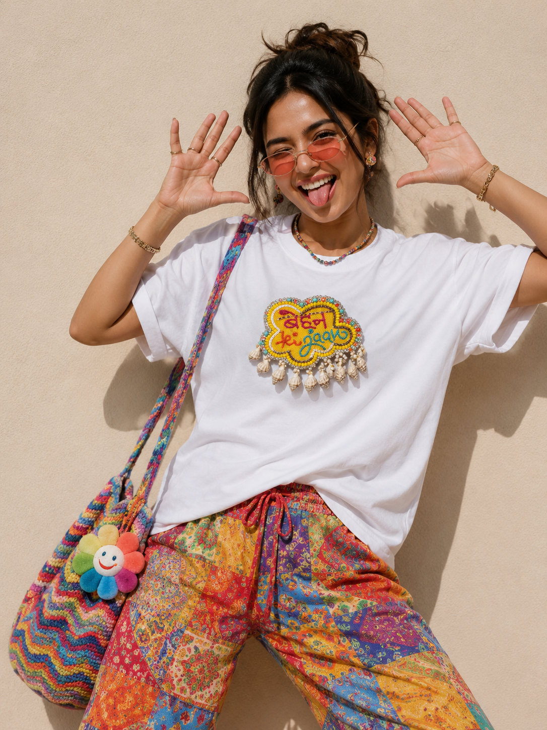 Behen Ki Jaan Embroidered oversized T Shirt White