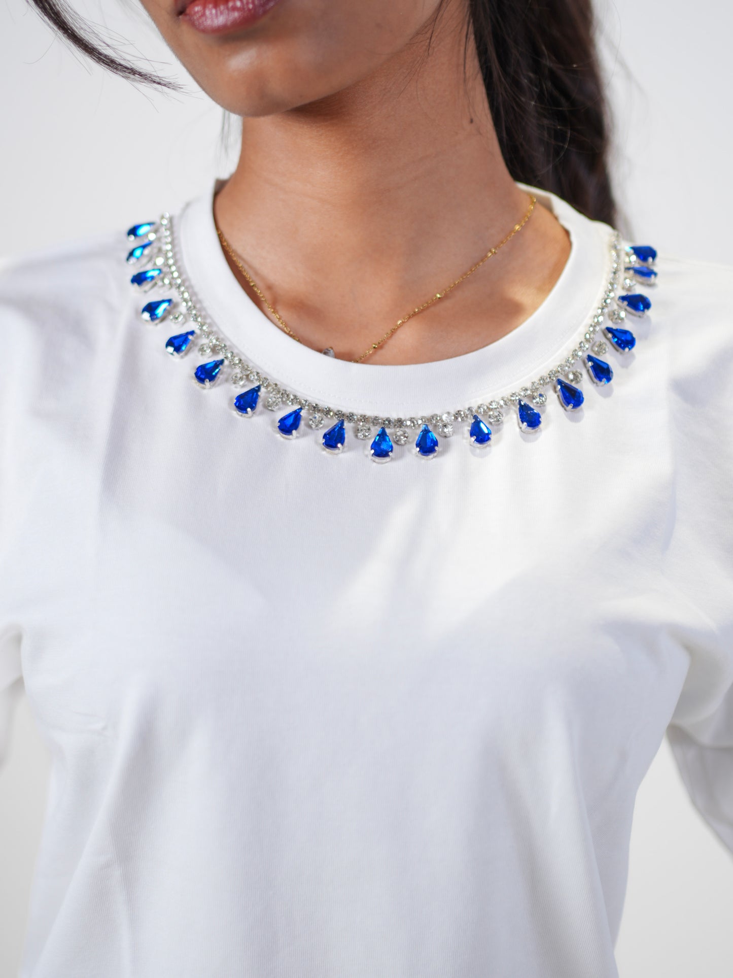 Neelam CharmHandcrafted Crop T Shirt White