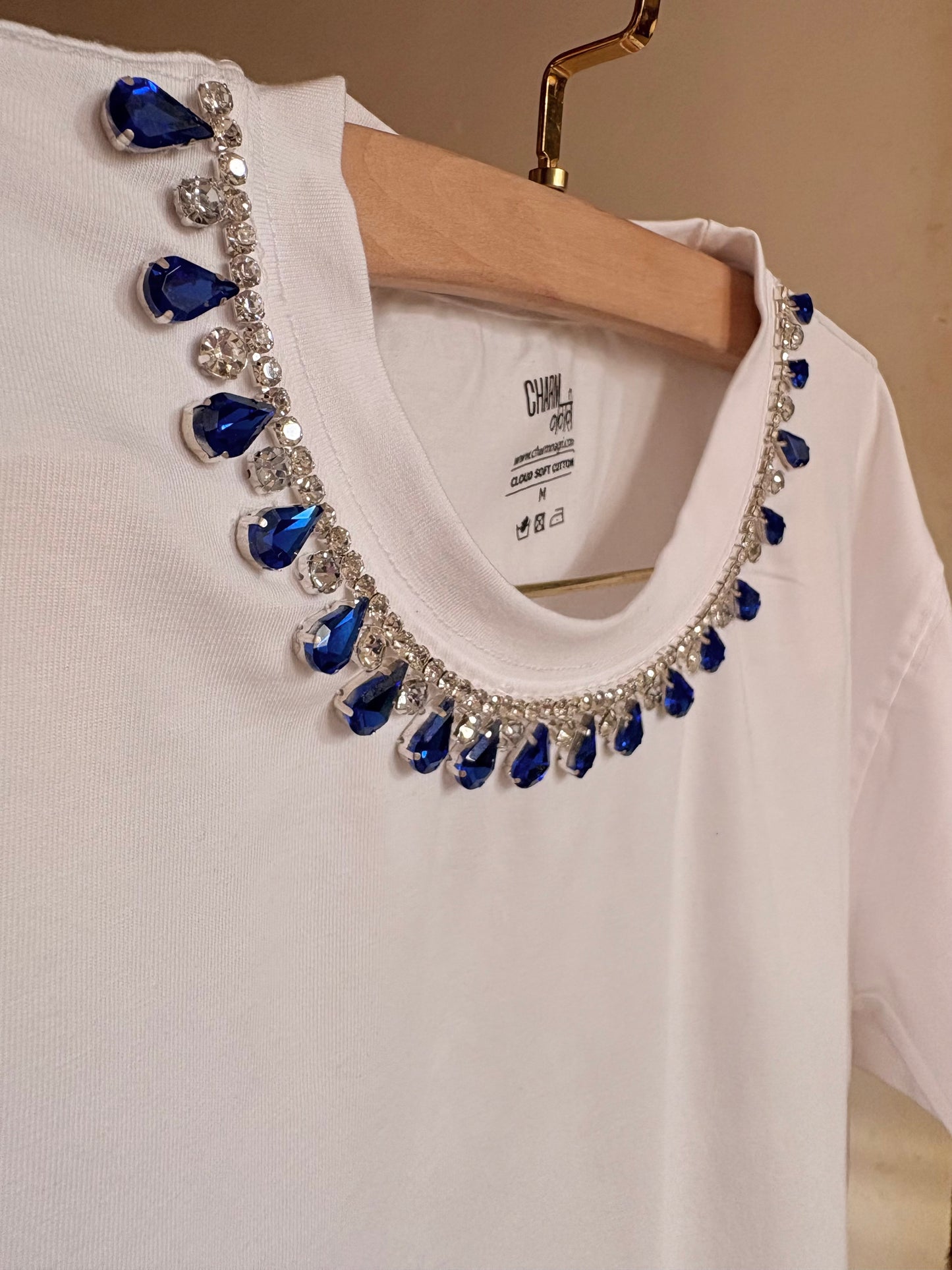 Neelam CharmHandcrafted Crop T Shirt White