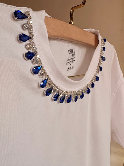 Neelam CharmHandcrafted Crop T Shirt White