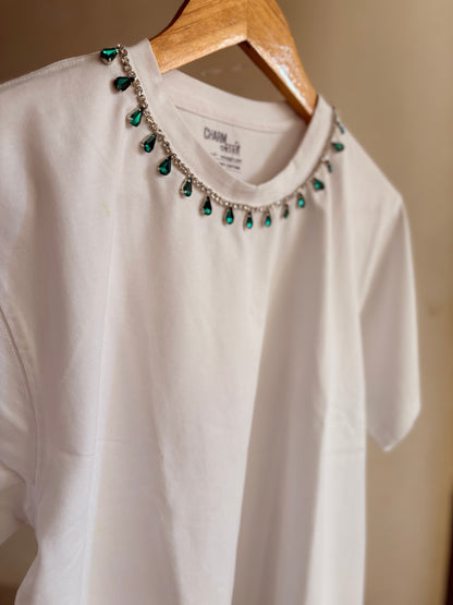 Panna CharmHandcrafted Crop T Shirt White