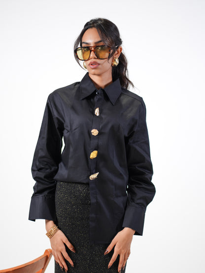 Ocean Treasure Handcrafted oversized Shirt Black