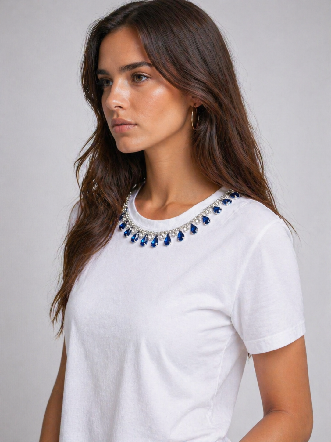 Neelam CharmHandcrafted Crop T Shirt White