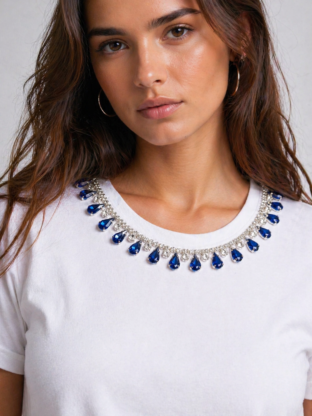 Neelam CharmHandcrafted Crop T Shirt White